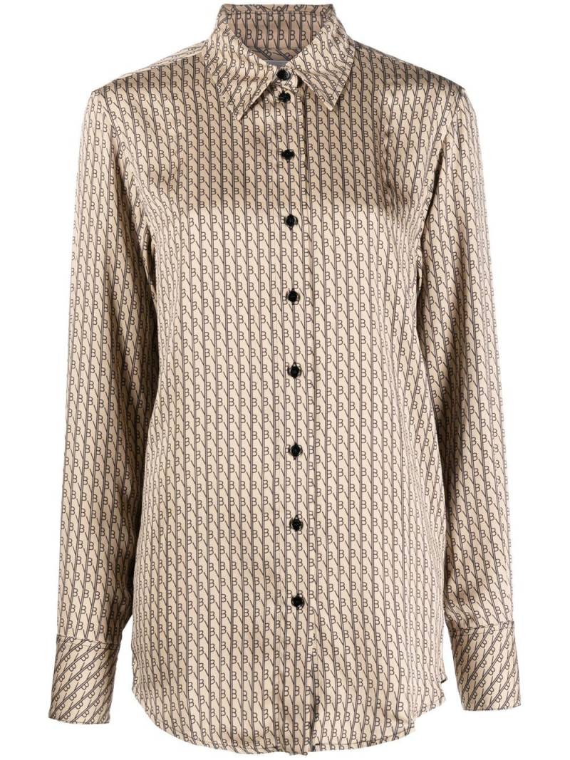 Victoria Beckham monogram-print long-sleeved shirt - Neutrals von Victoria Beckham