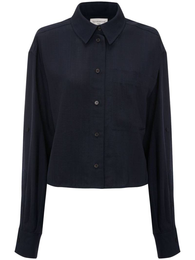 Victoria Beckham patch-pocket cropped shirt - Blue von Victoria Beckham