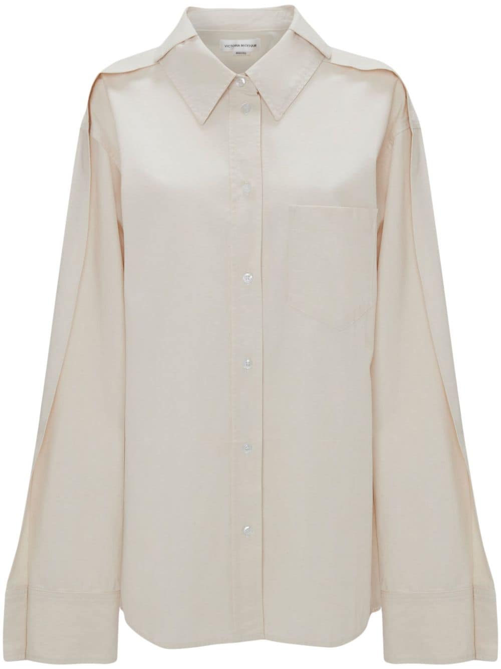 Victoria Beckham pleat-detail denim shirt - Neutrals von Victoria Beckham