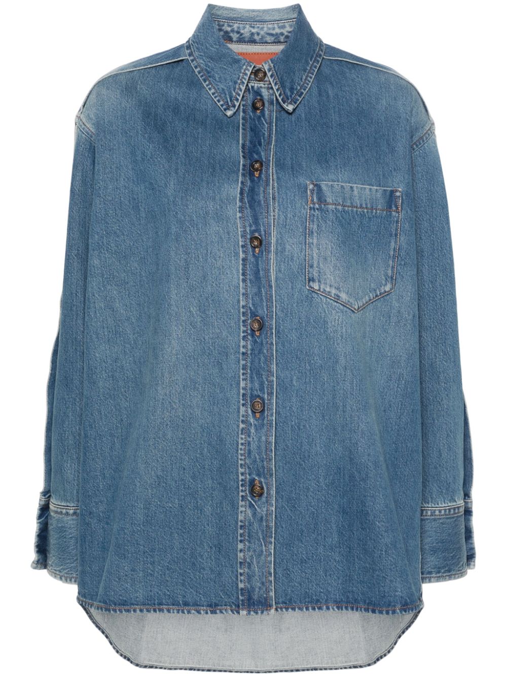 Victoria Beckham pleated denim shirt - Blue von Victoria Beckham