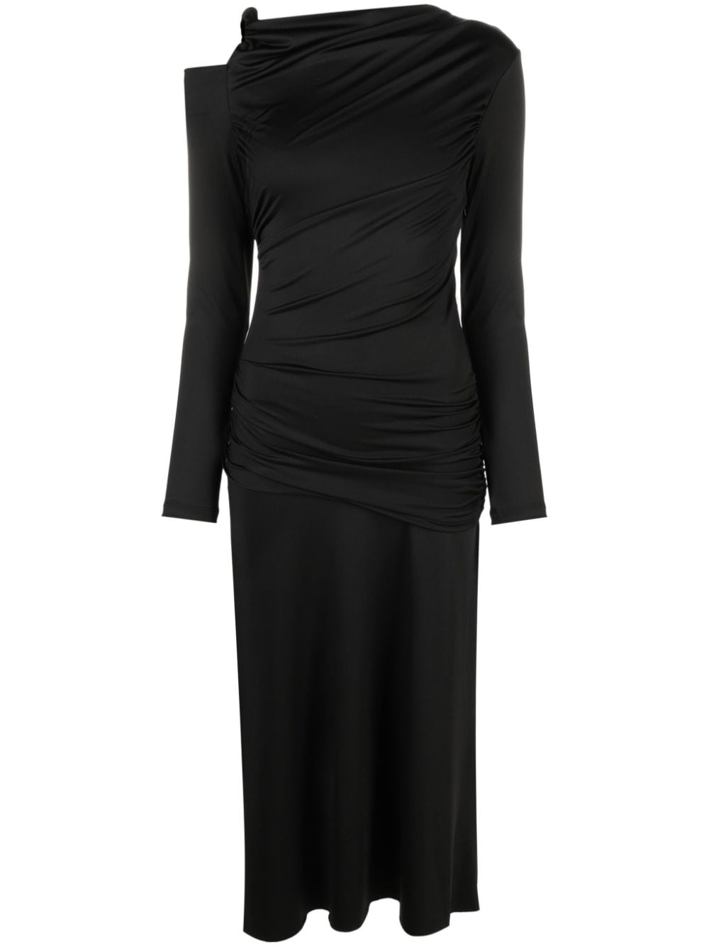Victoria Beckham ruched-detail midi dress - Black von Victoria Beckham