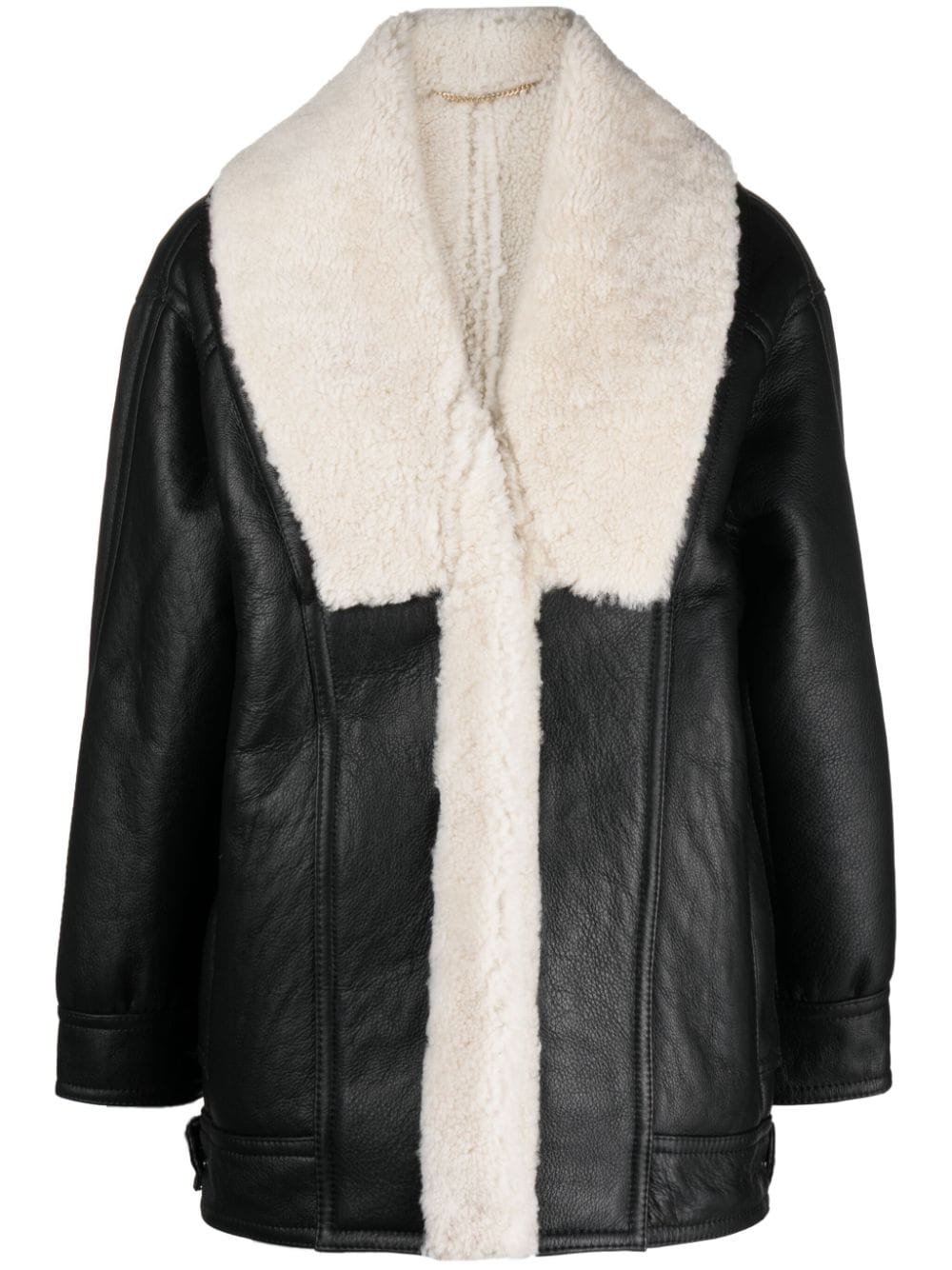 Victoria Beckham shearling-lined leather coat - Black von Victoria Beckham