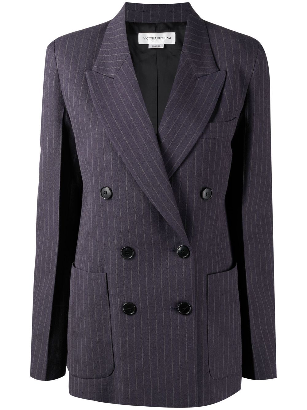 Victoria Beckham striped double-breasted blazer - Blue von Victoria Beckham