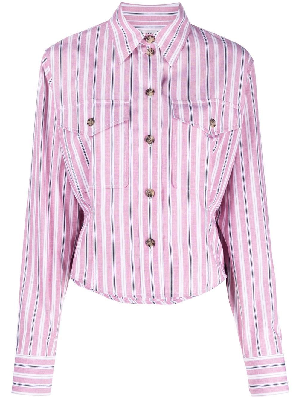 Victoria Beckham striped long-sleeve shirt - Pink von Victoria Beckham