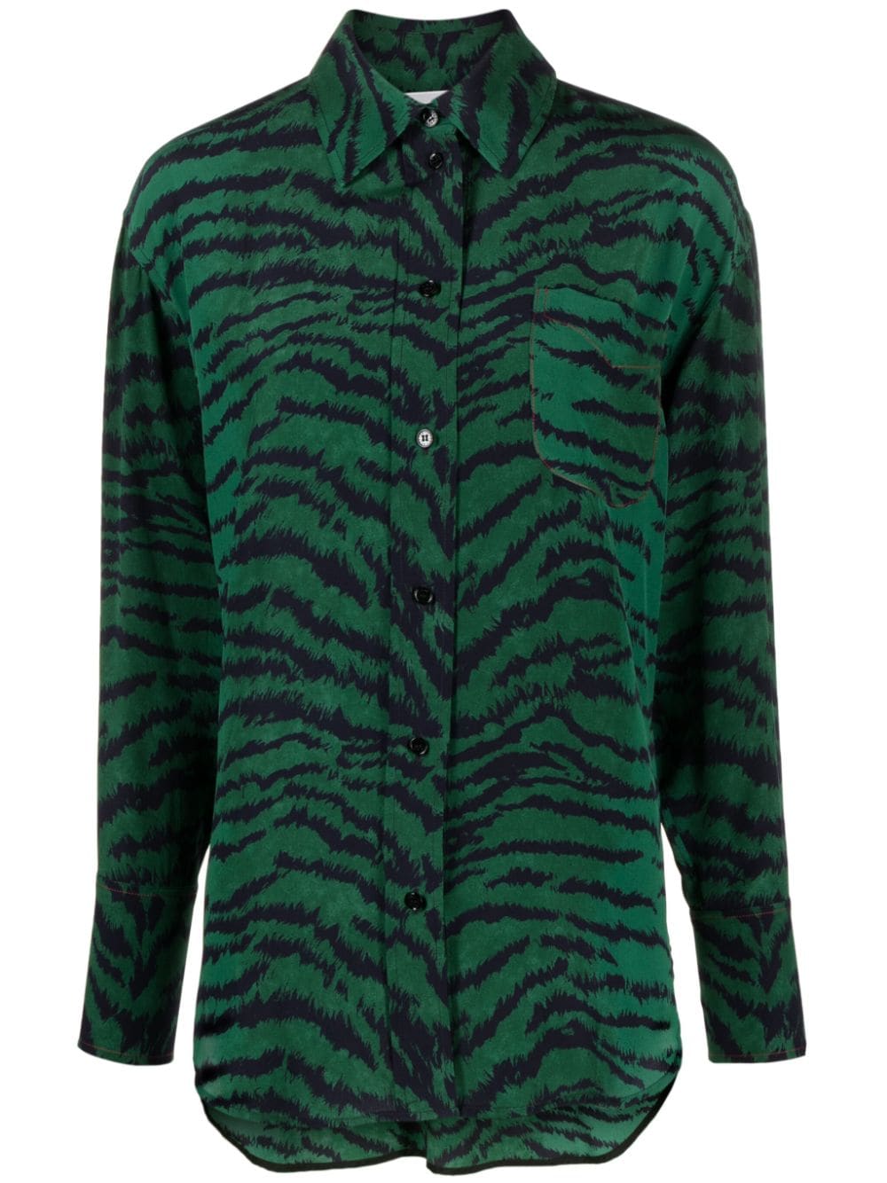 Victoria Beckham tiger-print silk shirt - Green von Victoria Beckham