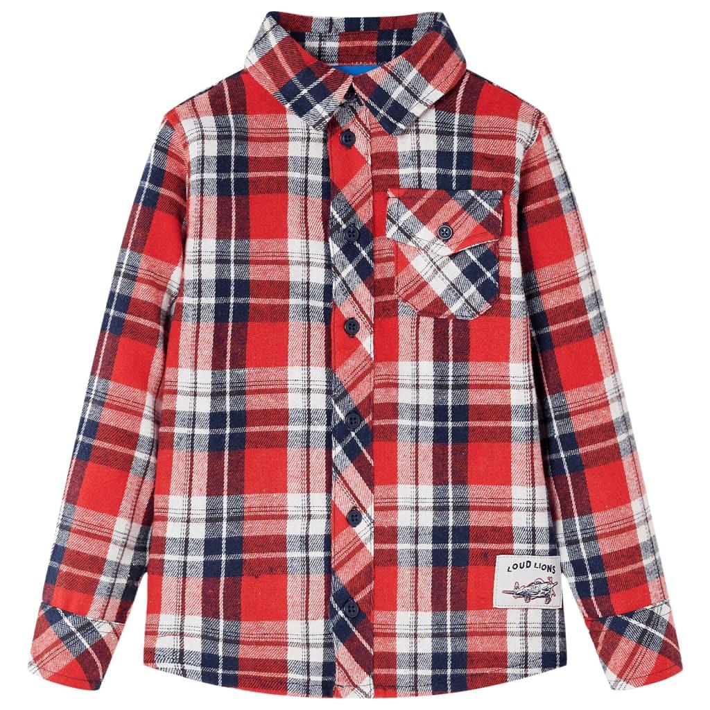 Kariertes Kinderhemd Baumwolle Jungen Rot Bunt 128 von VidaXL
