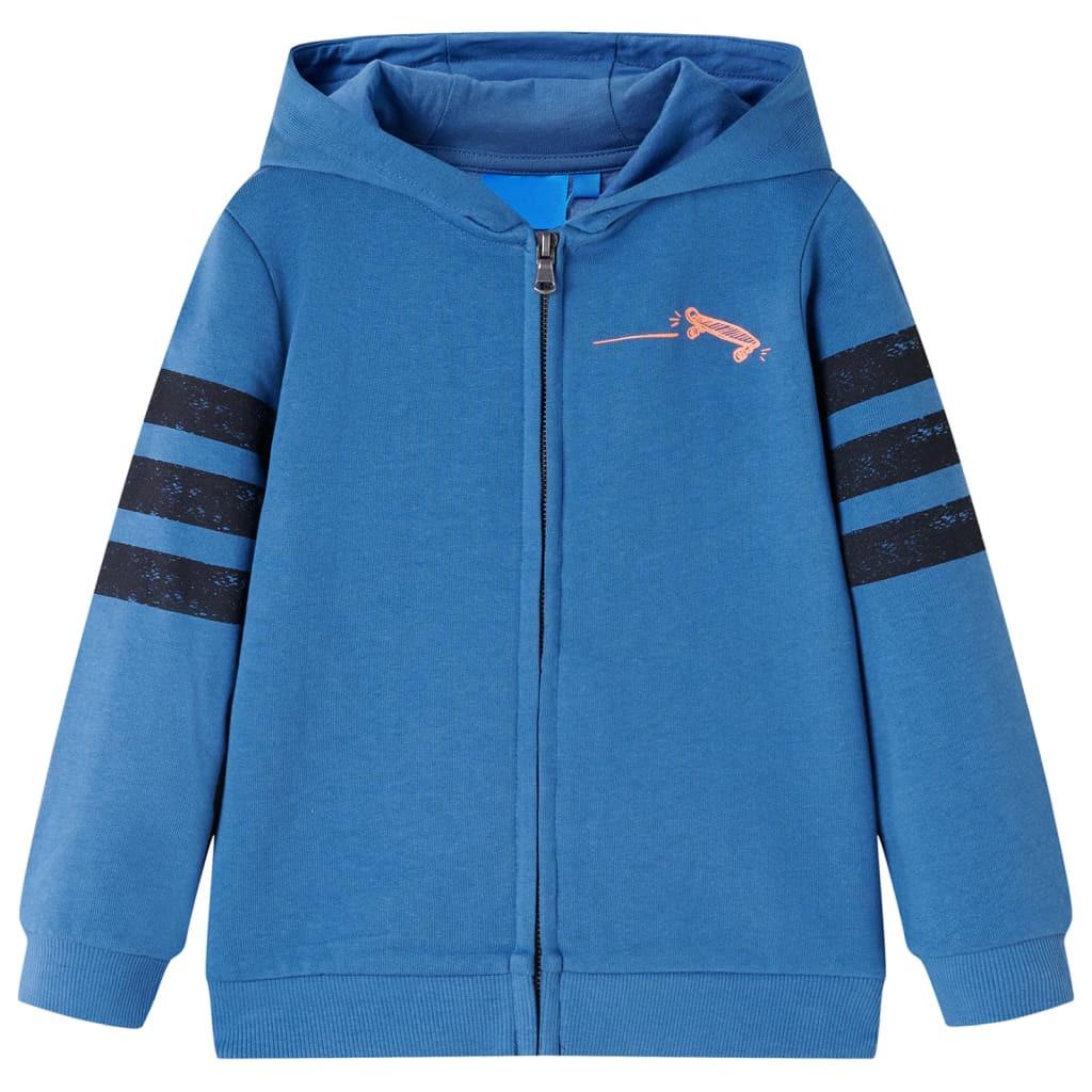 Kinder Kapuzenpullover Baumwolle Jungen Blau 116 von VidaXL