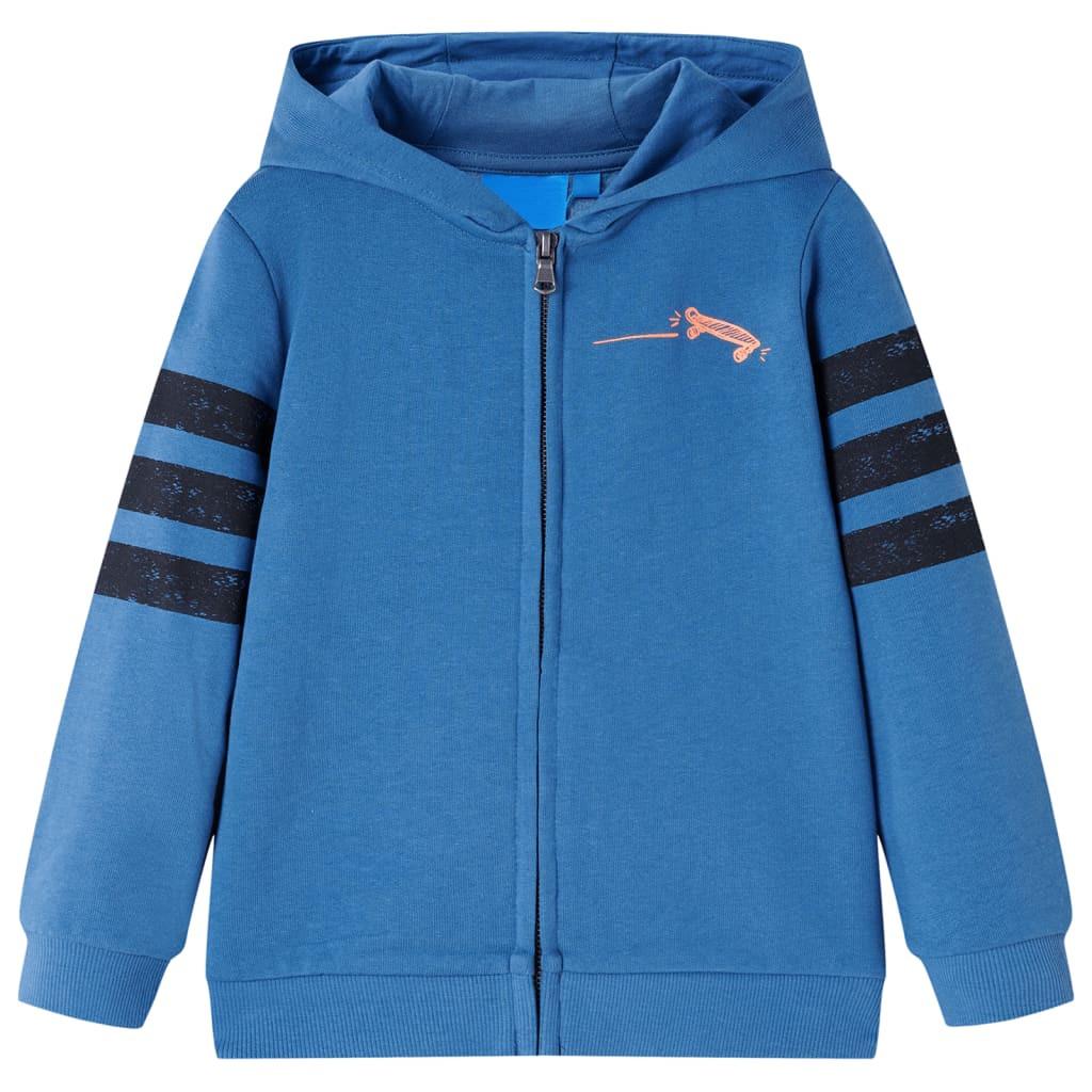 Kinder Kapuzenpullover Baumwolle Jungen Blau 128 von VidaXL