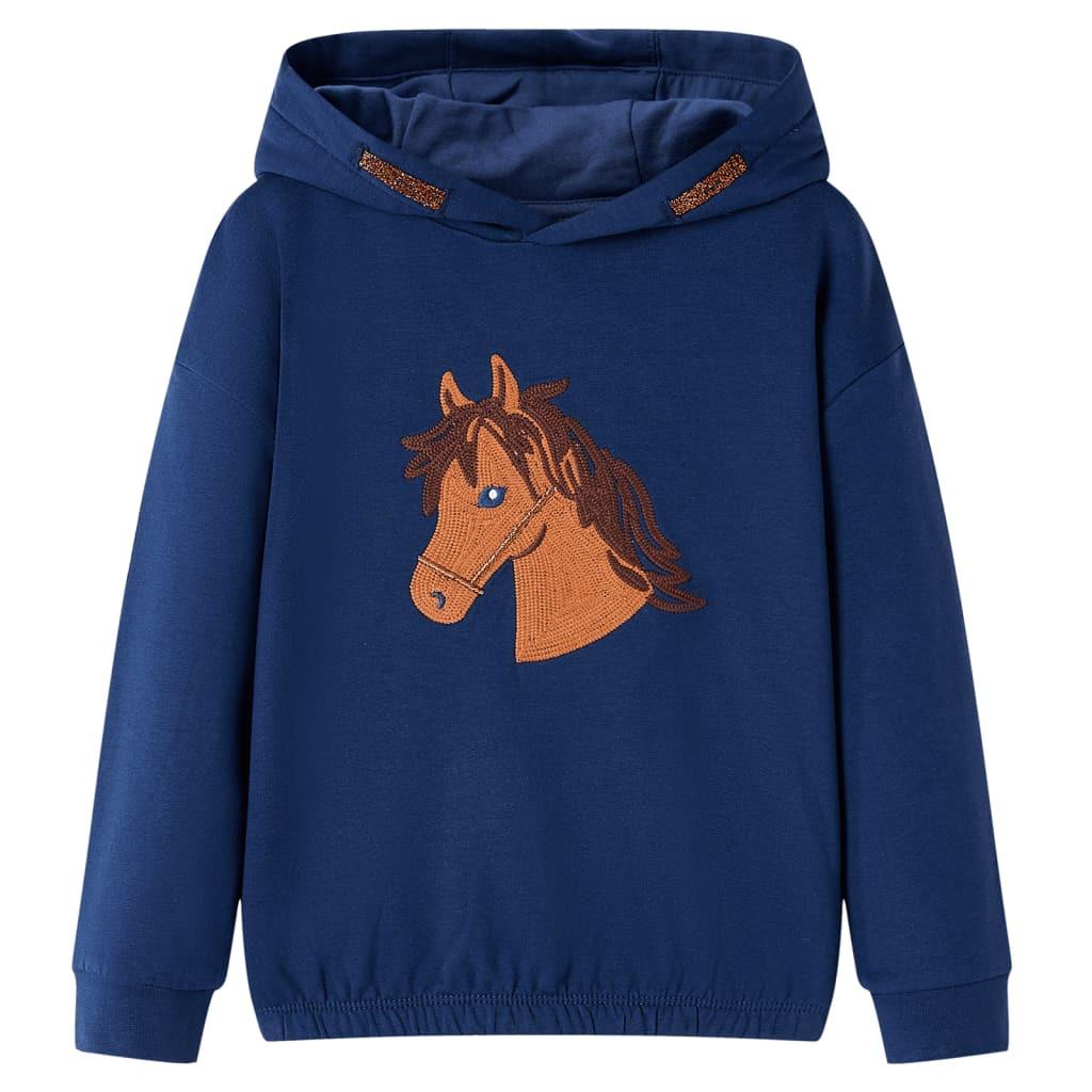 Kinder Kapuzenpullover Baumwolle Mädchen Blau 128 von VidaXL