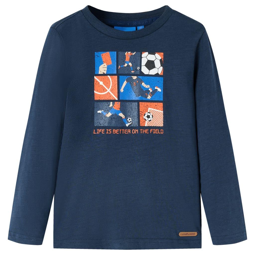 Kinder Langarmshirt Baumwolle Mädchen Blau 128 von VidaXL