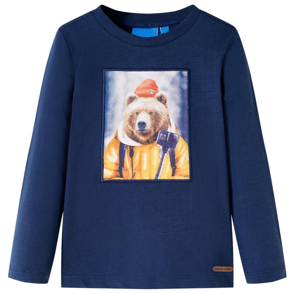 Kinder Langarmshirt Baumwolle Mädchen Blau 128 von VidaXL