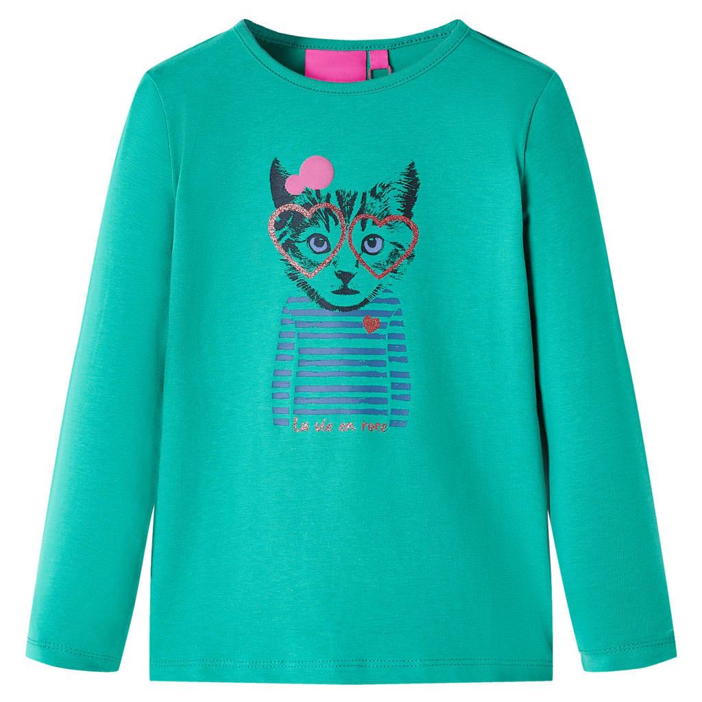 Kinder Langarmshirt Baumwolle Mädchen Grün 128 von VidaXL