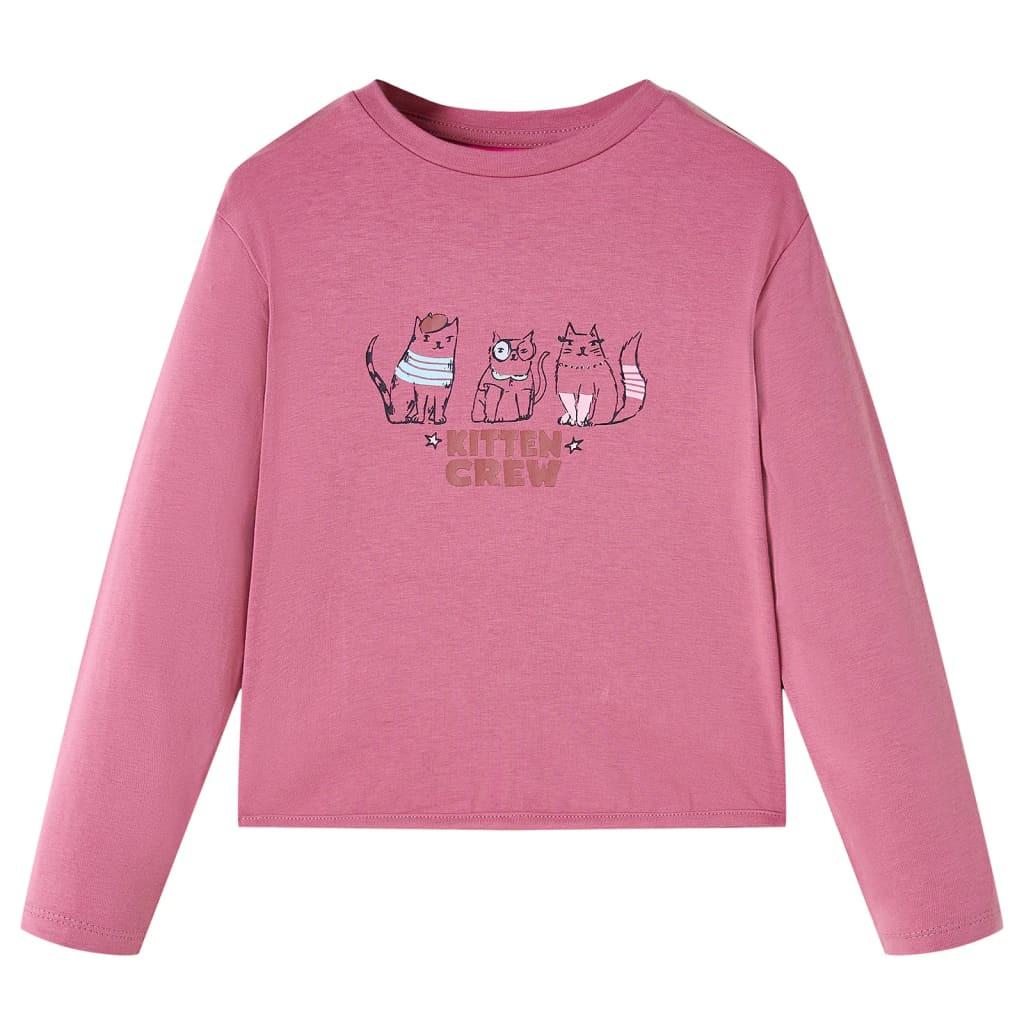 Kinder Langarmshirt Baumwolle Mädchen Pink 92 von VidaXL