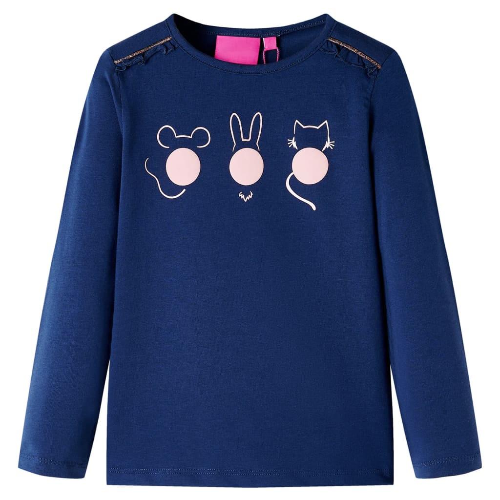 Kinder Langarmshirt Gewebe Mädchen Blau 92 von VidaXL