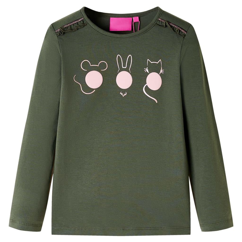 Kinder Langarmshirt Gewebe Mädchen Grün 128 von VidaXL