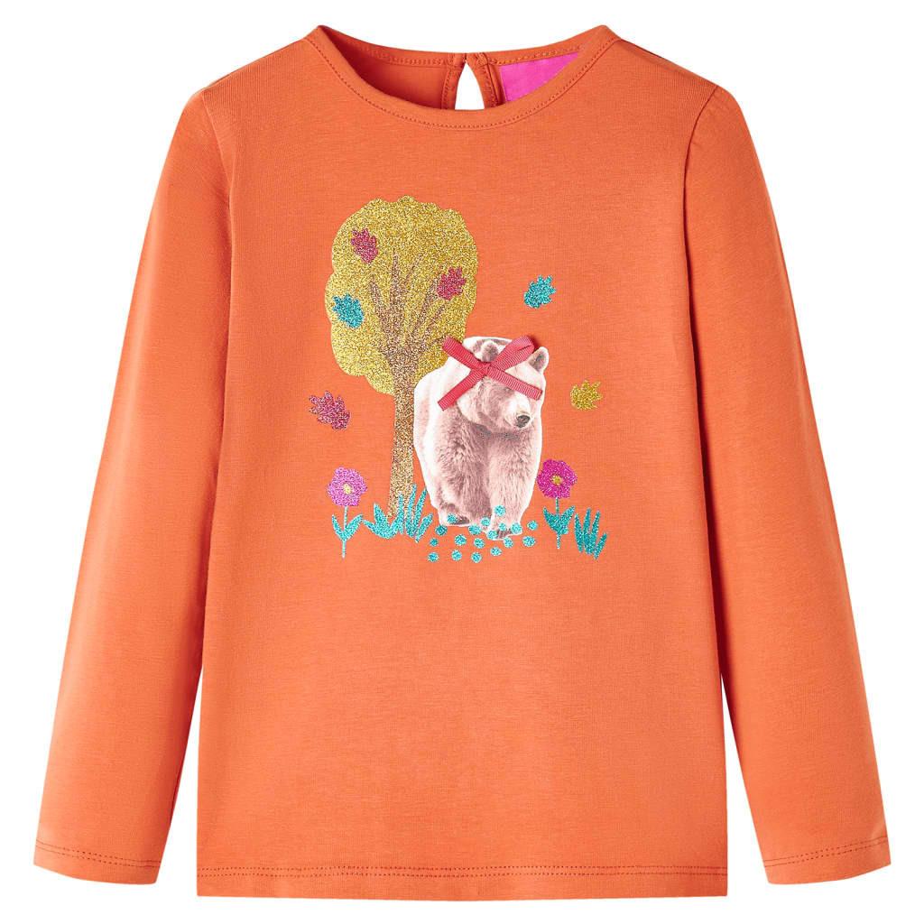 Kinder Langarmshirt Gewebe Mädchen Orange 104 von VidaXL