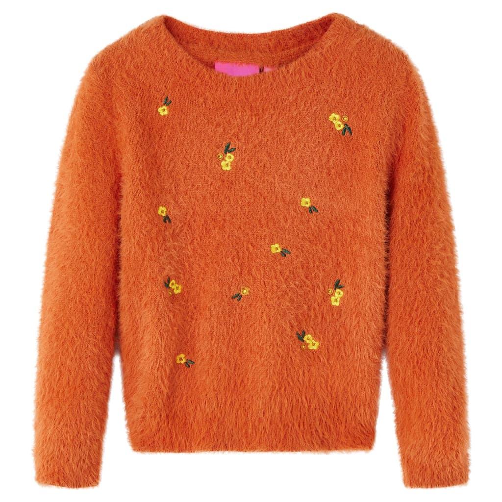 Kinder Pullover Gewebe Mädchen Orange 128 von VidaXL