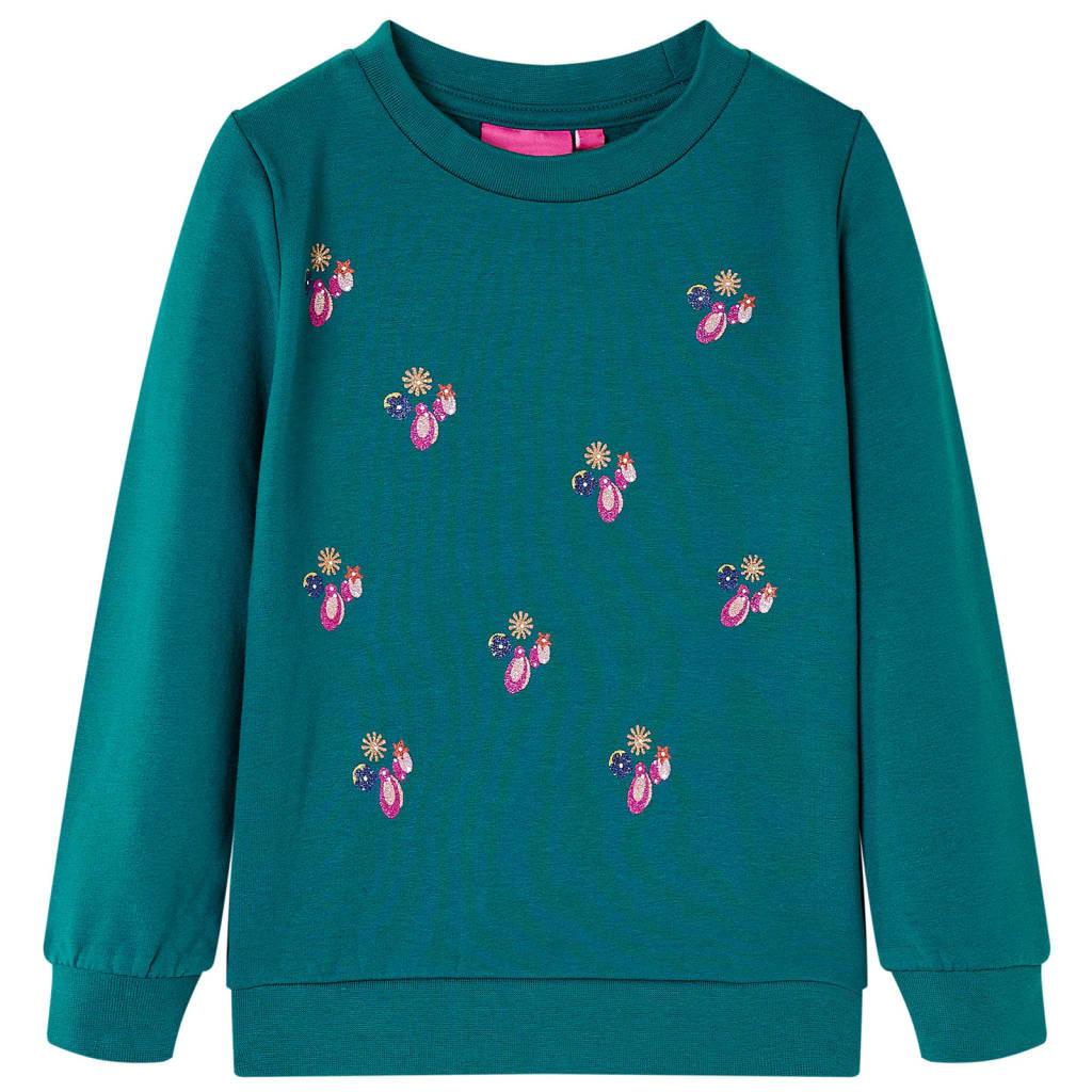 Kinder Sweatshirt Baumwolle Mädchen Grün 116 von VidaXL