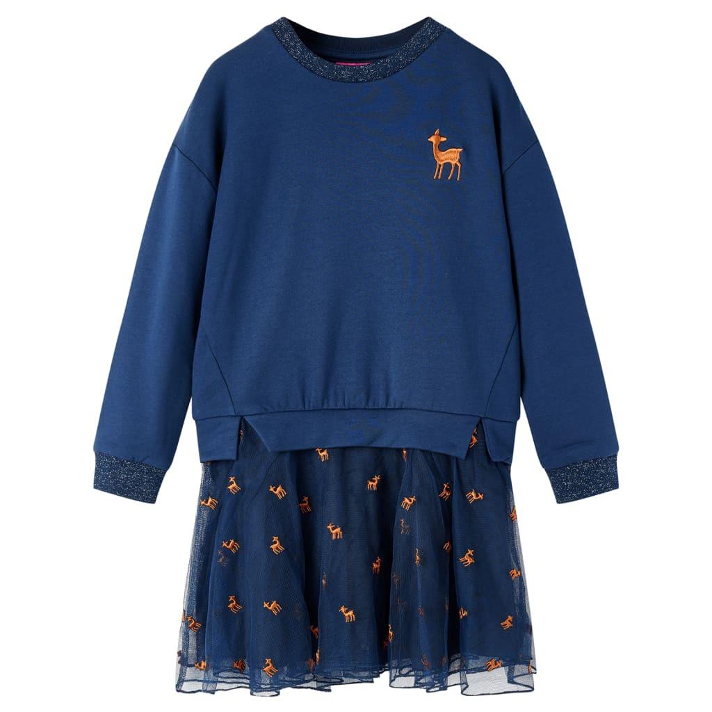 Kinderkleid Baumwolle Mädchen Blau 140 von VidaXL