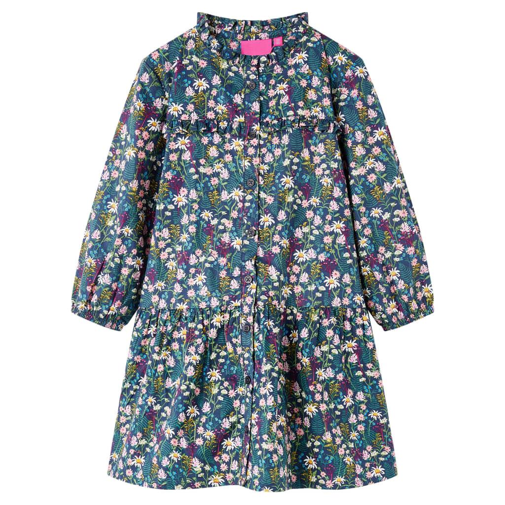 Kinderkleid Baumwolle Mädchen Blau 128 von VidaXL