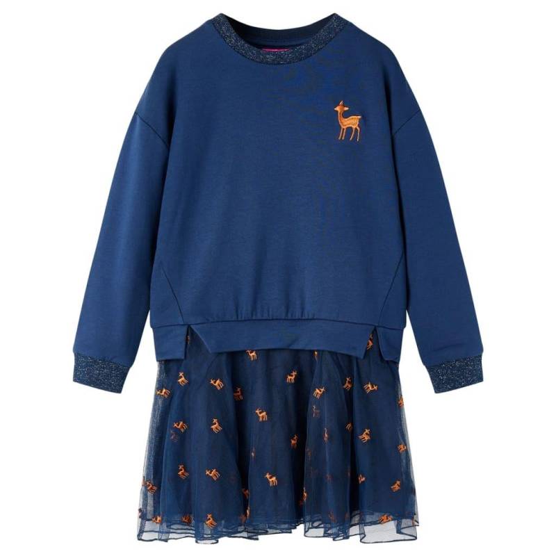 Kinderkleid Baumwolle Mädchen Blau 128 von VidaXL