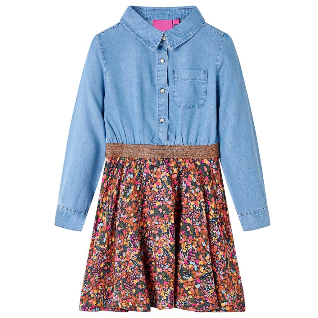 Kinderkleid Faser Mädchen Blau 128 von VidaXL