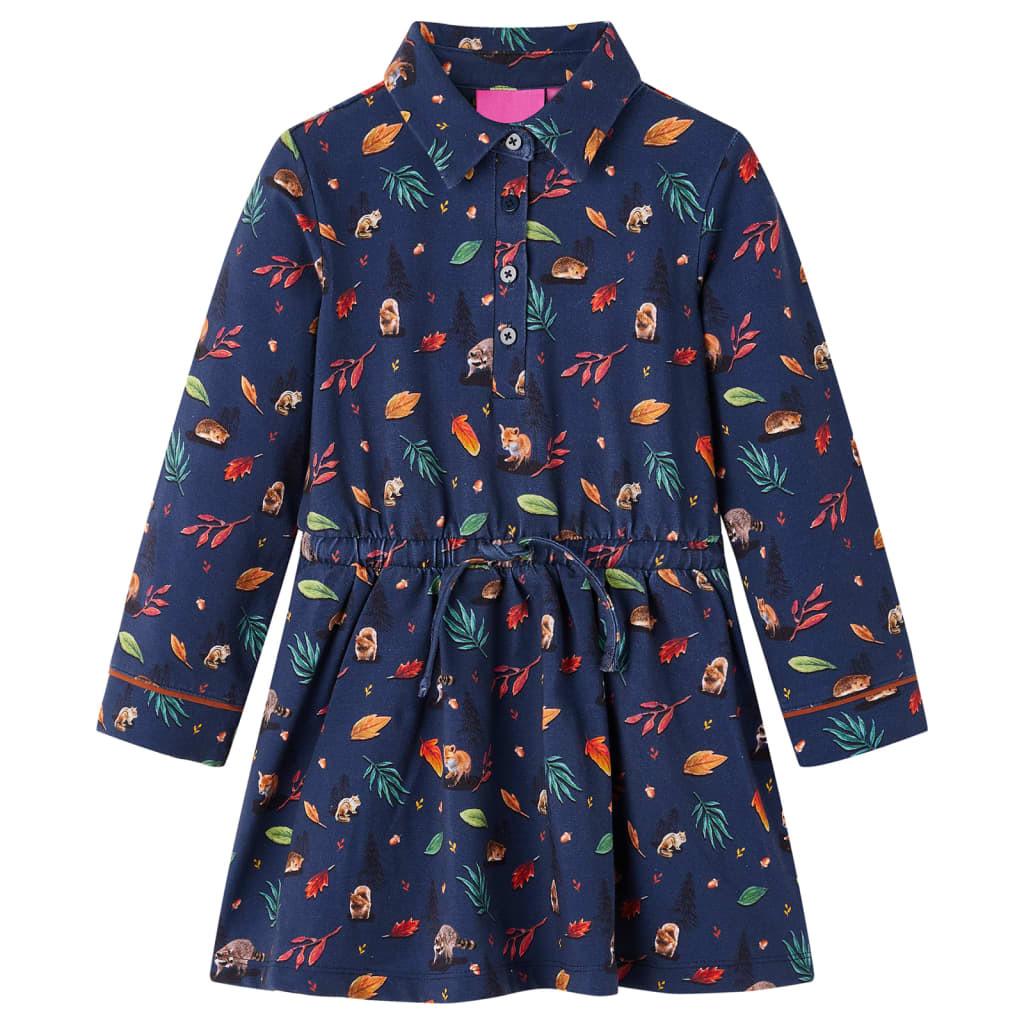 Kinderkleid Gewebe Mädchen Blau 104 von VidaXL