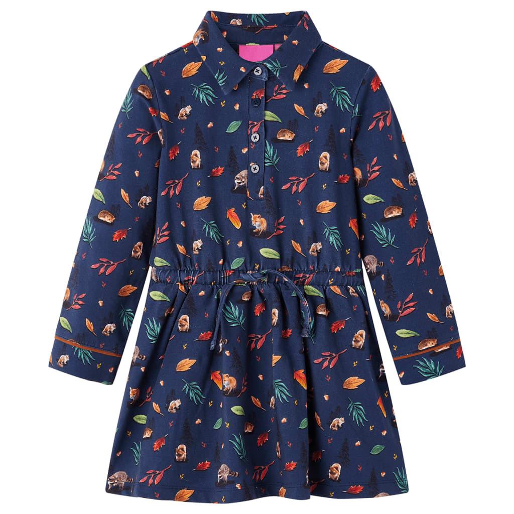 Kinderkleid Gewebe Mädchen Blau 116 von VidaXL