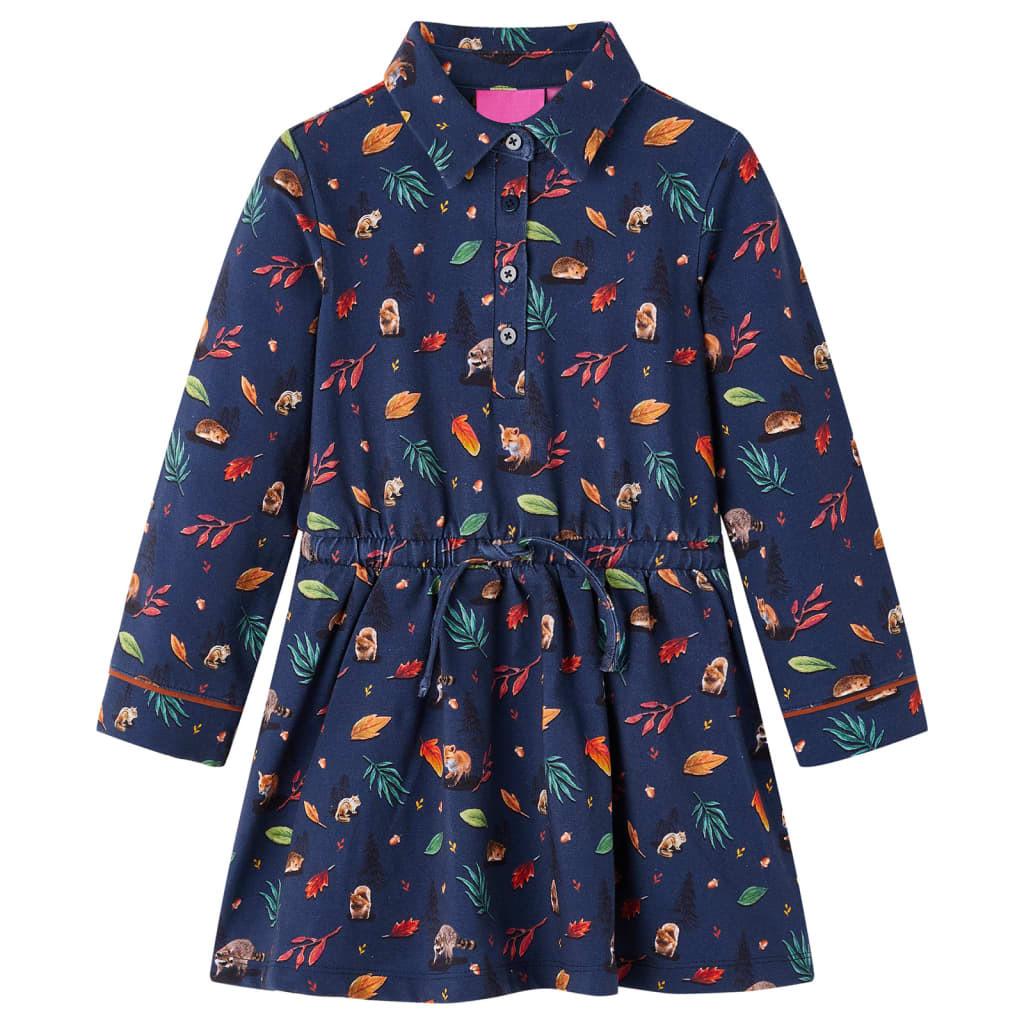 Kinderkleid Gewebe Mädchen Blau 128 von VidaXL