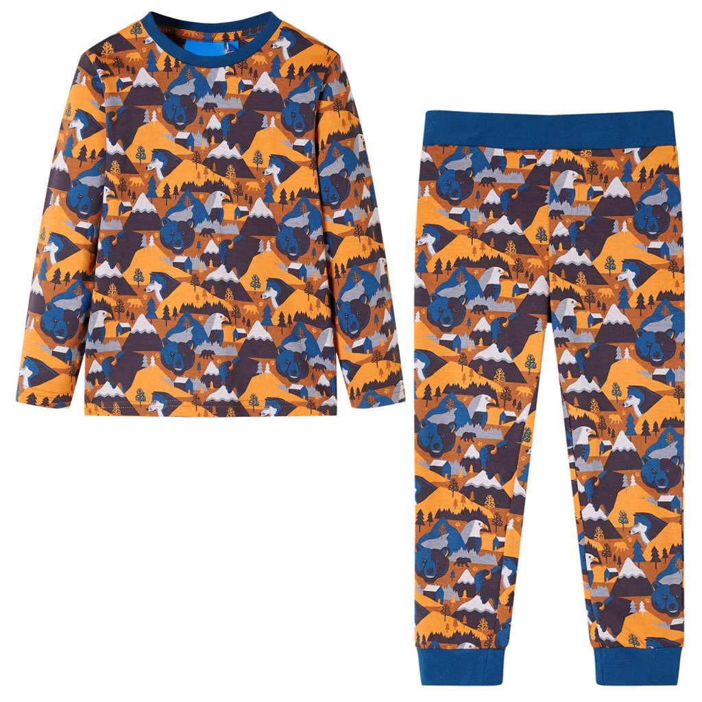 Kinderpyjama Baumwolle Jungen Braun 104 von VidaXL