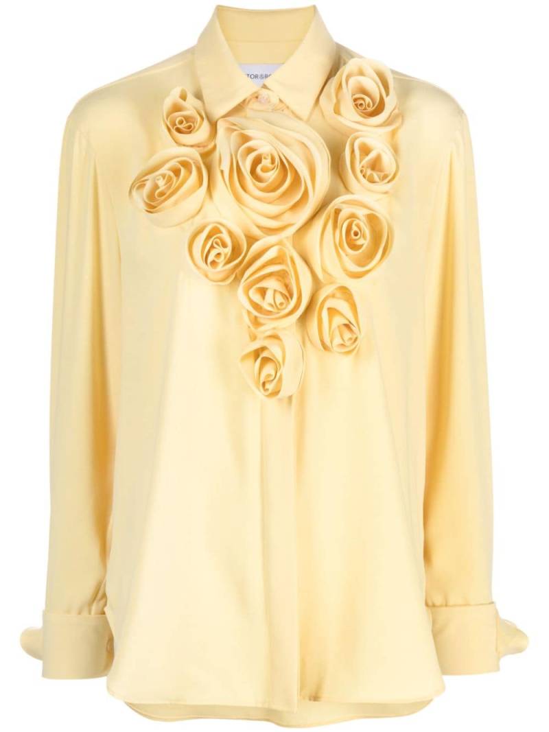 Viktor & Rolf crepe floral-appliqué shirt - Yellow von Viktor & Rolf