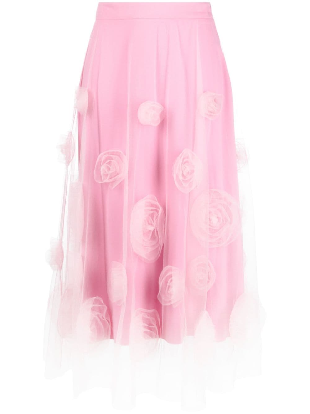 Viktor & Rolf floral-appliqué tulle midi skirt - Pink von Viktor & Rolf