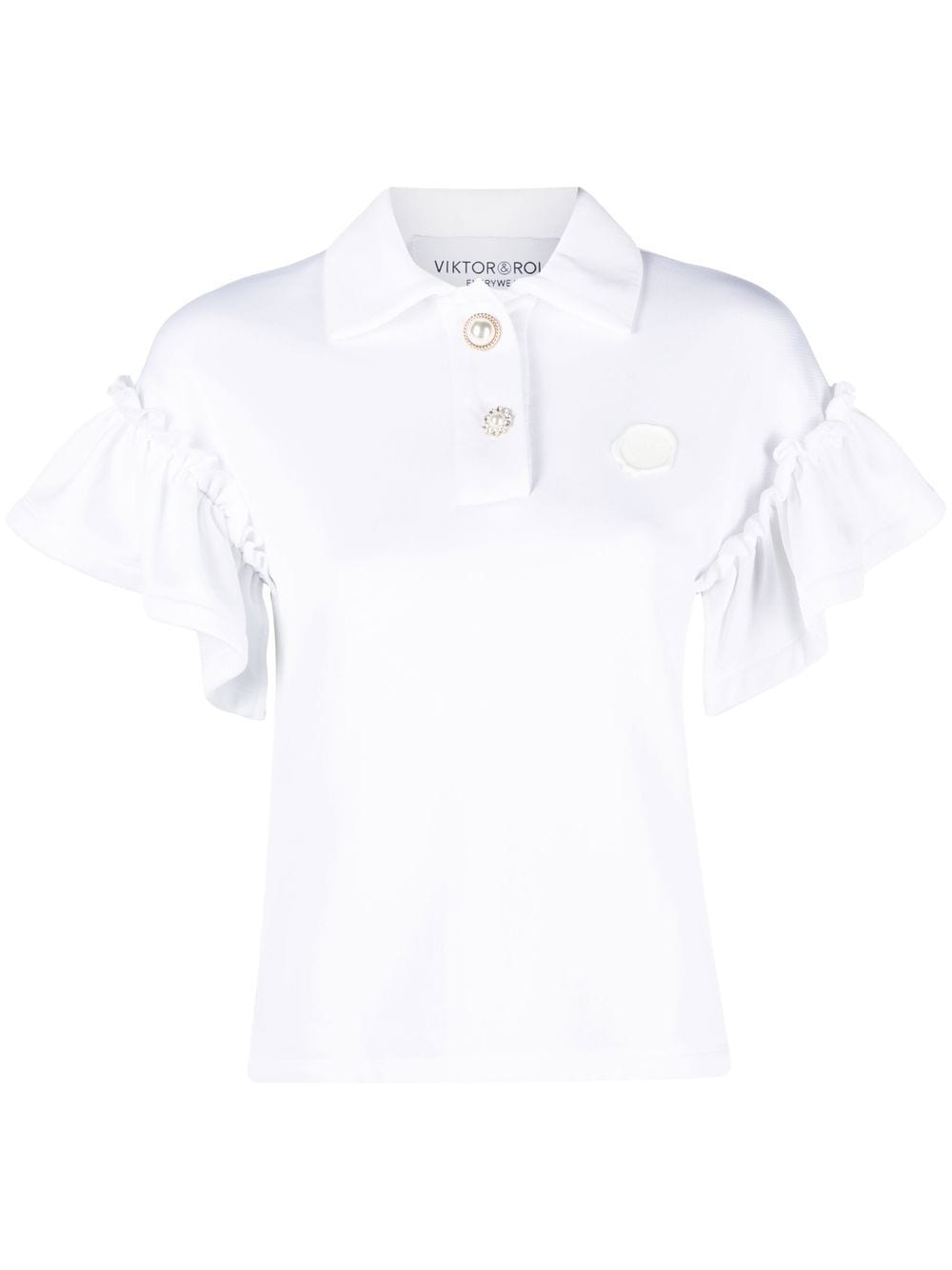 Viktor & Rolf ruffle-sleeve polo shirt - White von Viktor & Rolf