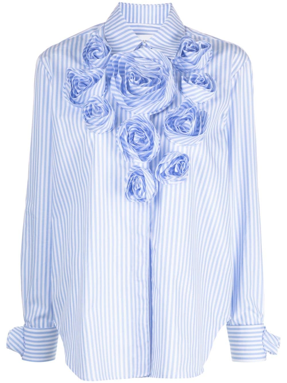 Viktor & Rolf stripe-print floral-appliqué shirt - Blue von Viktor & Rolf