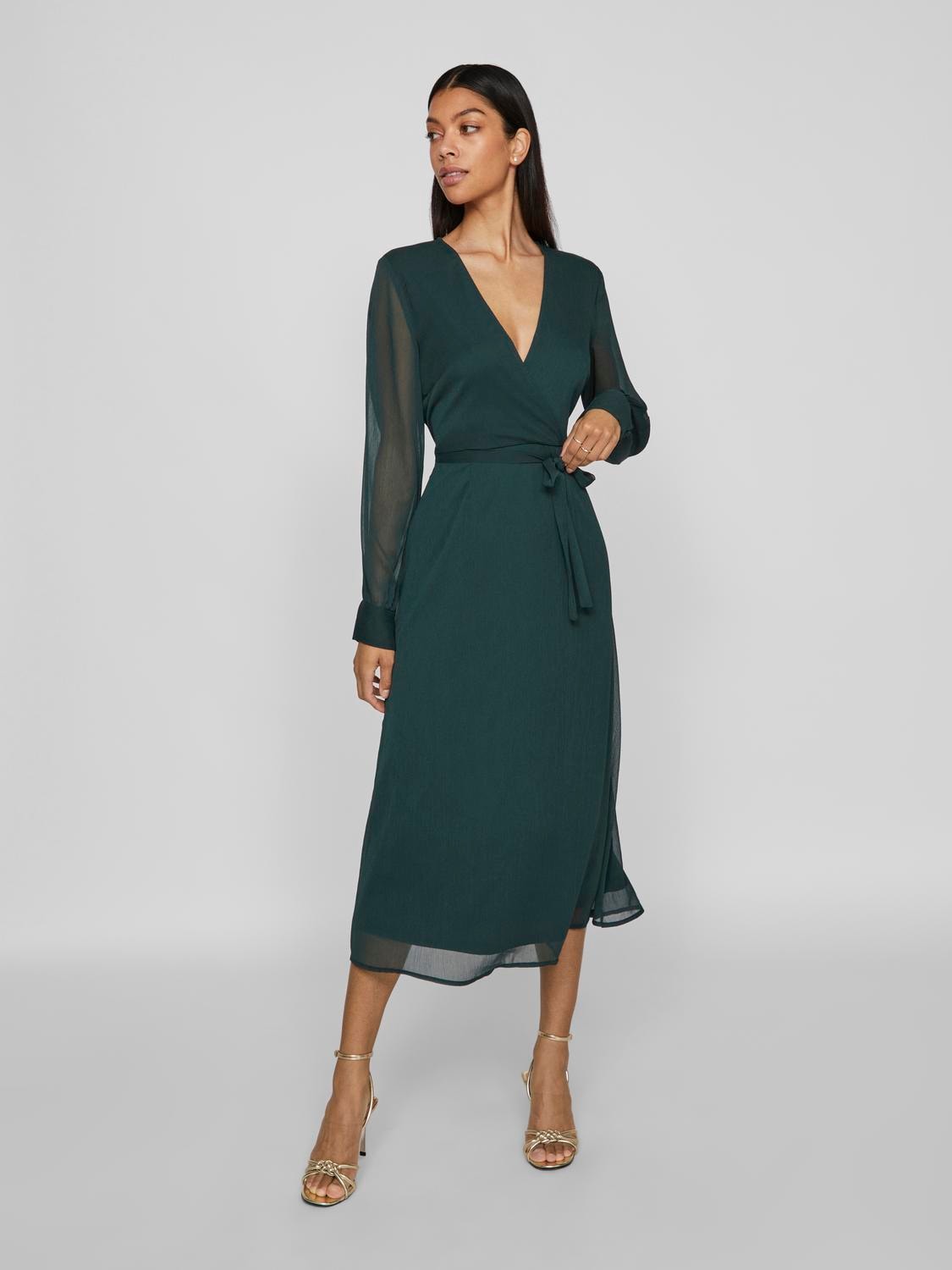 Vila Chiffonkleid »VIFALIA V-NECK L/S MIDI DRESS - NOOS« Vila Chiffonkleid »VIFALIA V-NECK L/S MIDI DRESS - NOOS« von Vila
