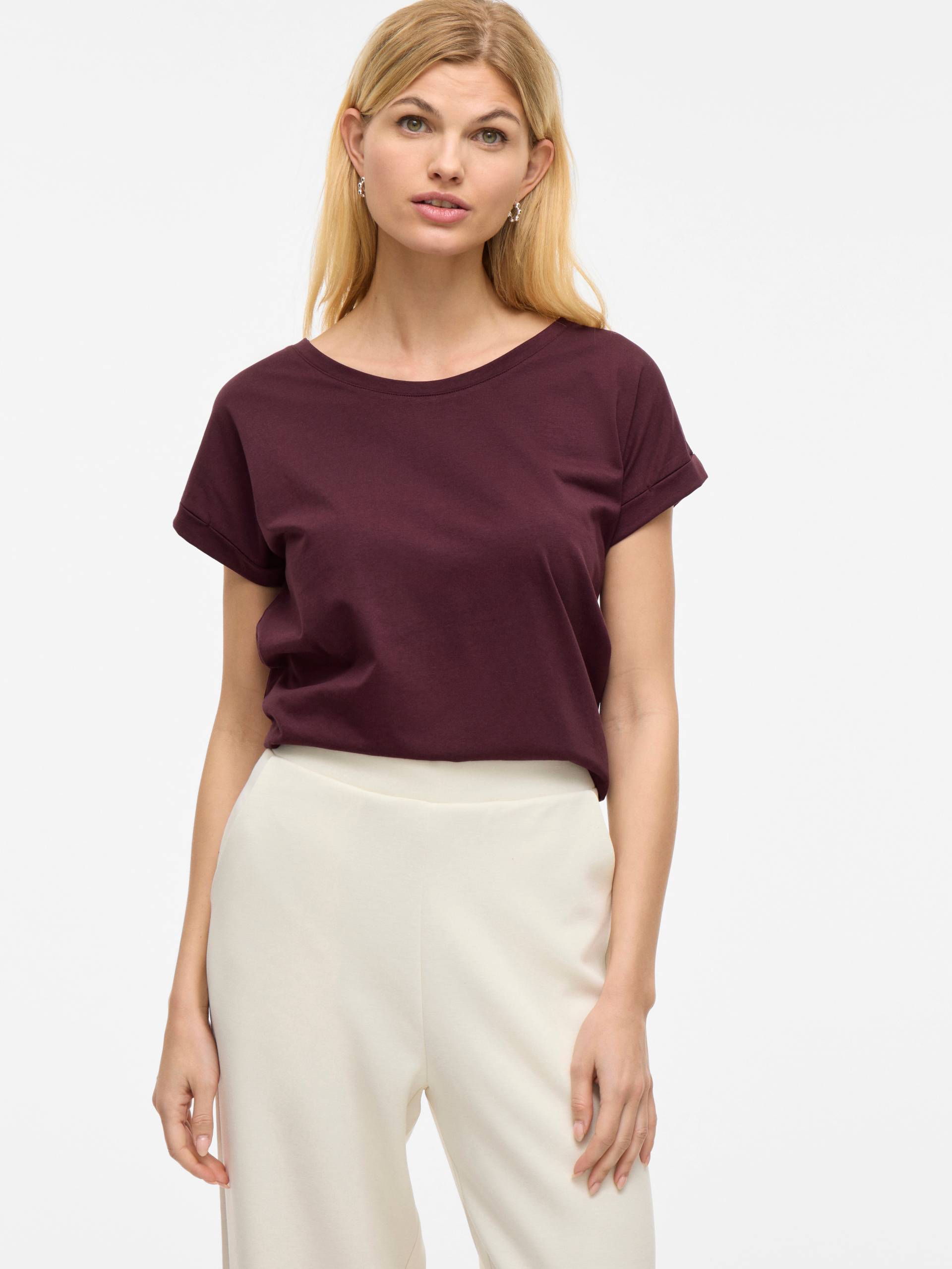 Vila Rundhalsshirt »VIDREAMERS NEW PURE T-SHIRT/SU-NOOS«, Basic Damen-T-Shirt mit Rundhalsausschnitt und umgeschlagenen Ärmeln Vila Rundhalsshirt »VIDREAMERS NEW PURE T-SHIRT/SU-NOOS«, Basic Damen-T-Shirt mit Rundhalsausschnitt und umgeschlagenen Ärmeln von Vila