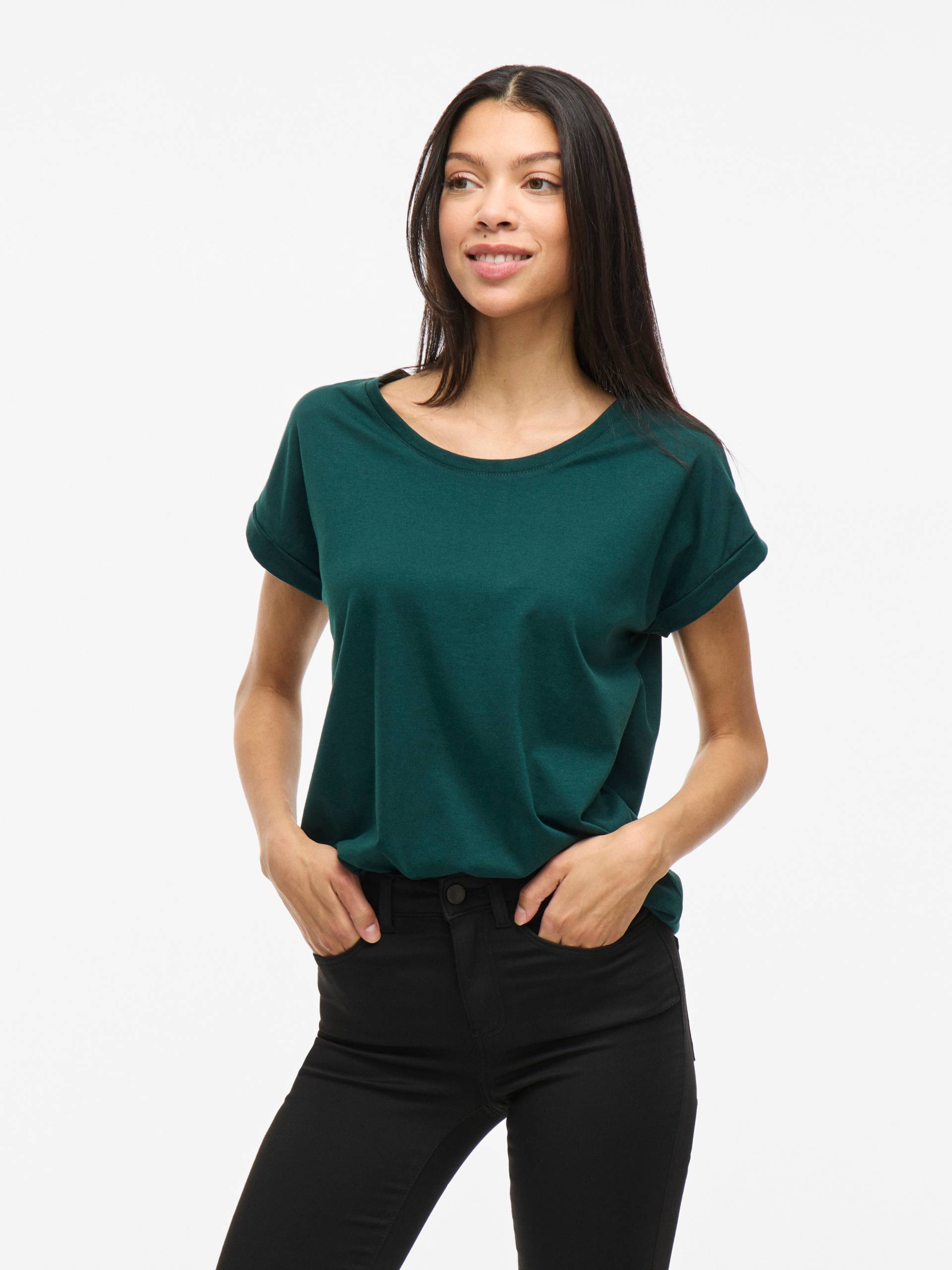 Vila Rundhalsshirt »VIDREAMERS NEW PURE T-SHIRT/SU-NOOS«, Basic Damen-T-Shirt mit Rundhalsausschnitt und umgeschlagenen Ärmeln Vila Rundhalsshirt »VIDREAMERS NEW PURE T-SHIRT/SU-NOOS«, Basic Damen-T-Shirt mit Rundhalsausschnitt und umgeschlagenen Ärmeln von Vila