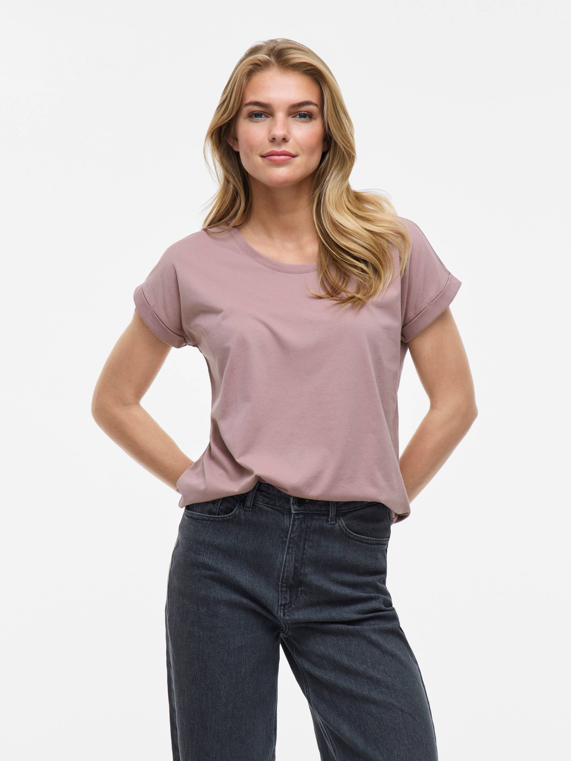Vila Rundhalsshirt »VIDREAMERS NEW PURE T-SHIRT/SU-NOOS«, Basic Damen-T-Shirt mit Rundhalsausschnitt und umgeschlagenen Ärmeln Vila Rundhalsshirt »VIDREAMERS NEW PURE T-SHIRT/SU-NOOS«, Basic Damen-T-Shirt mit Rundhalsausschnitt und umgeschlagenen Ärmeln von Vila