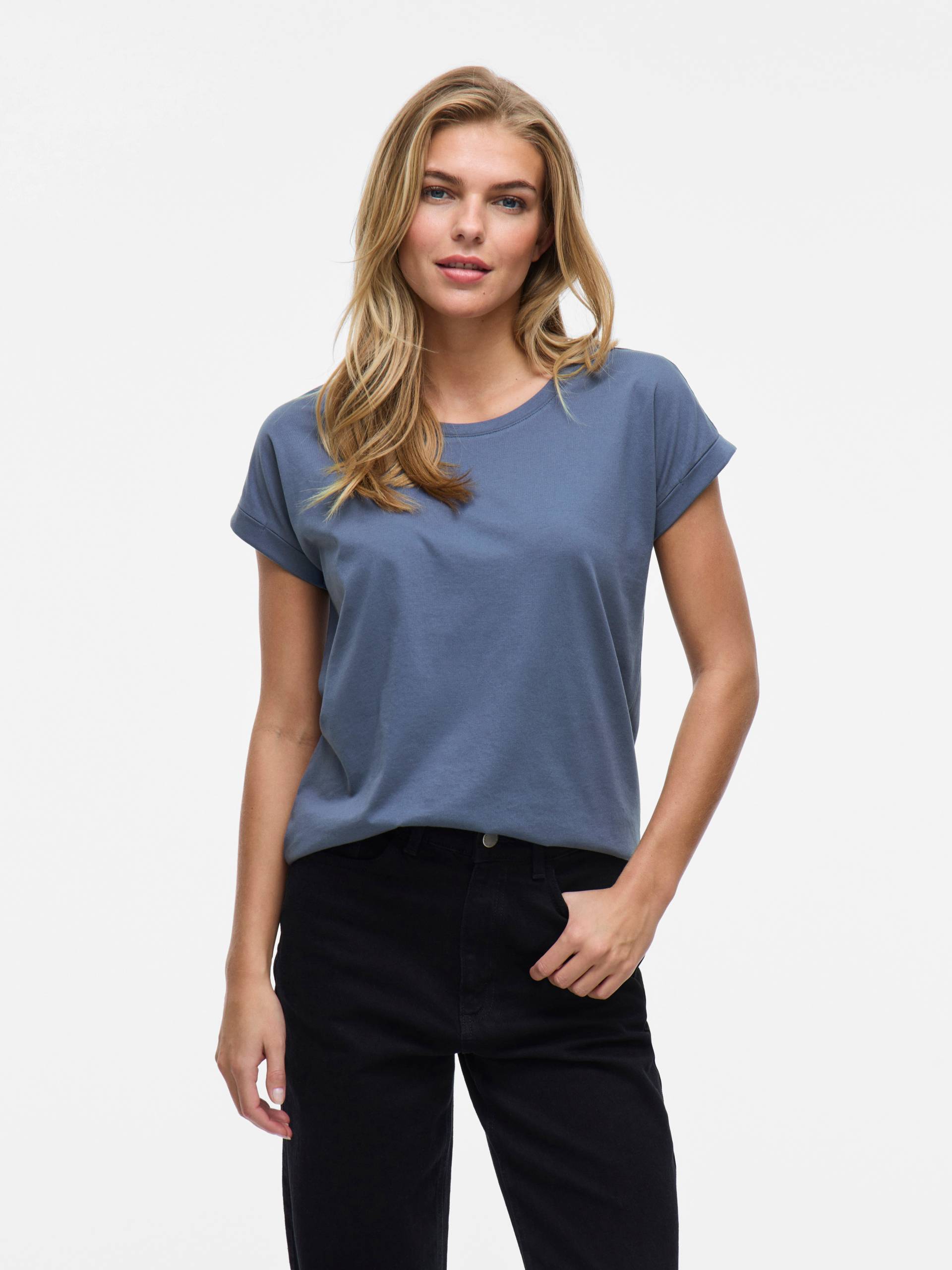 Vila Rundhalsshirt »VIDREAMERS NEW PURE T-SHIRT/SU-NOOS«, Basic Damen-T-Shirt mit Rundhalsausschnitt und umgeschlagenen Ärmeln Vila Rundhalsshirt »VIDREAMERS NEW PURE T-SHIRT/SU-NOOS«, Basic Damen-T-Shirt mit Rundhalsausschnitt und umgeschlagenen Ärmeln von Vila