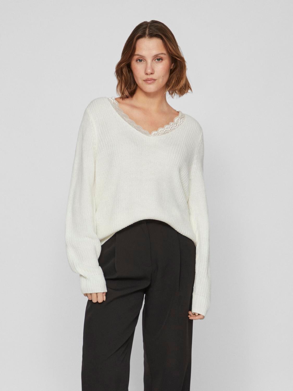 Vila V-Ausschnitt-Pullover »VILOU REV V-NECK L/S LACE KNIT TOP -NOOS« von Vila