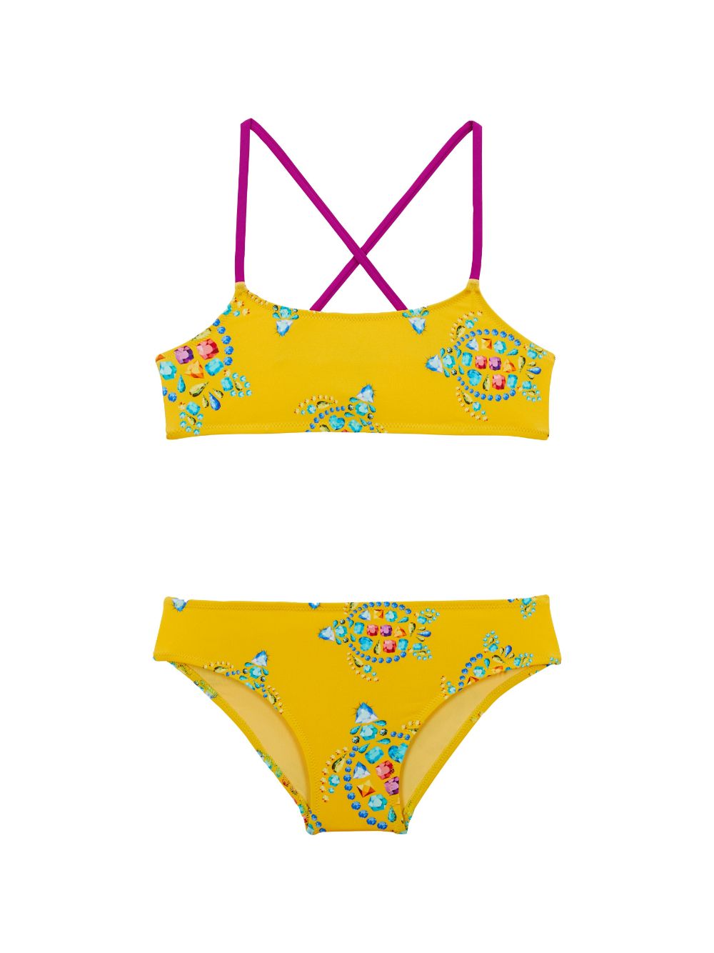 Vilebrequin Kids gemstone-print criss-cross bikini - Yellow von Vilebrequin Kids