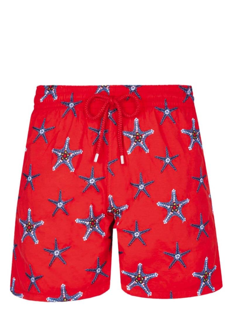 Vilebrequin Mistral Starfish Dance-embroidered swim shorts - Orange von Vilebrequin