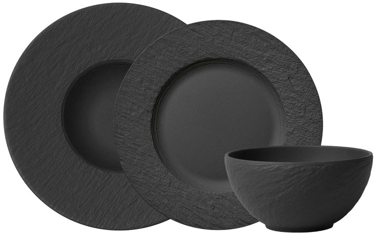 Villeroy & Boch Geschirr-Set »Manufacture Rock«, (Set, 6 tlg., 2x Dessertschale 430ml, 2x Speiseteller 27cm, 2x Pastateller 28cm), Made in Germany, Fine China Porzellan von Villeroy & Boch