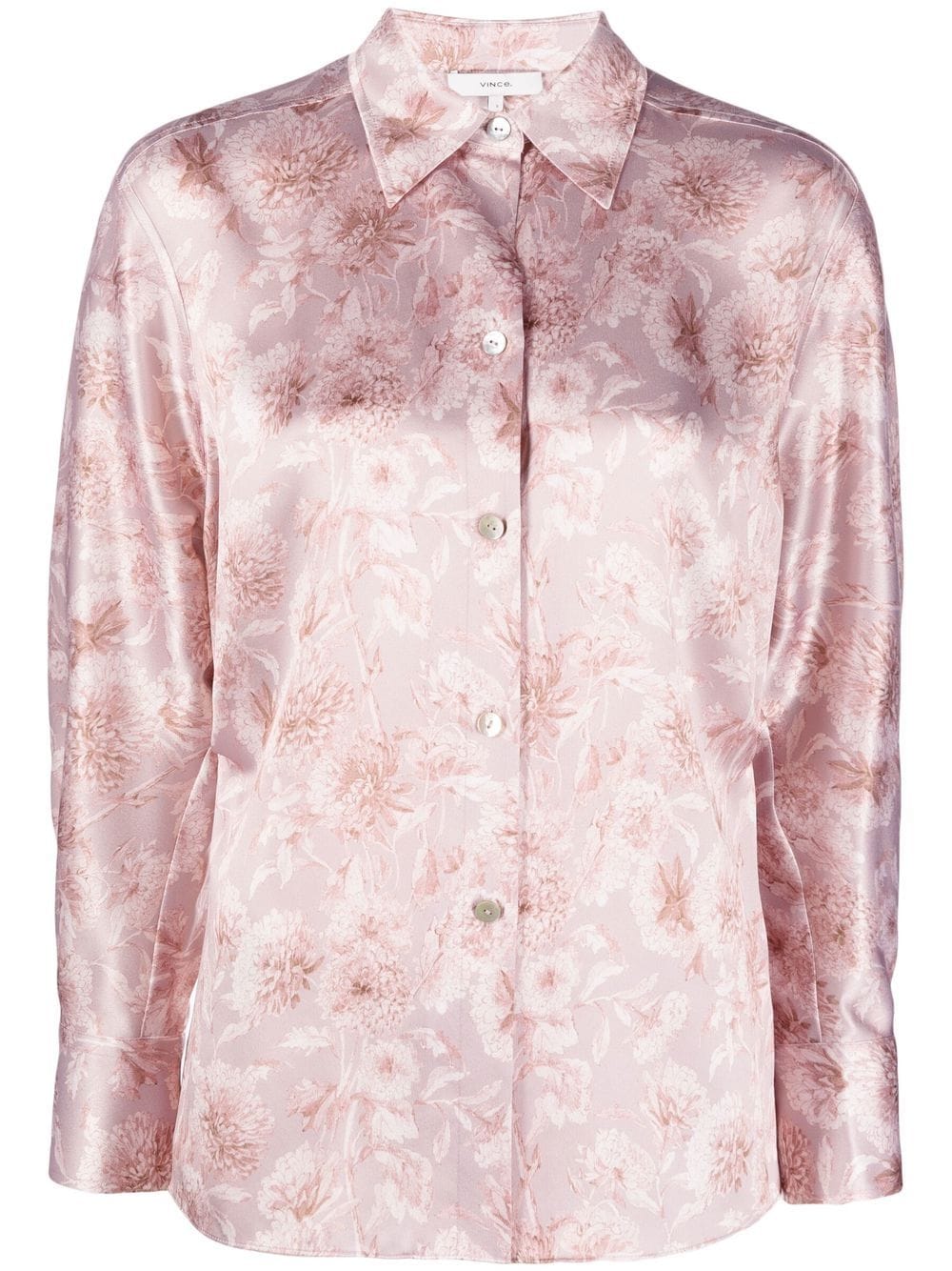 Vince Dahlia floral-print silk shirt - Pink von Vince