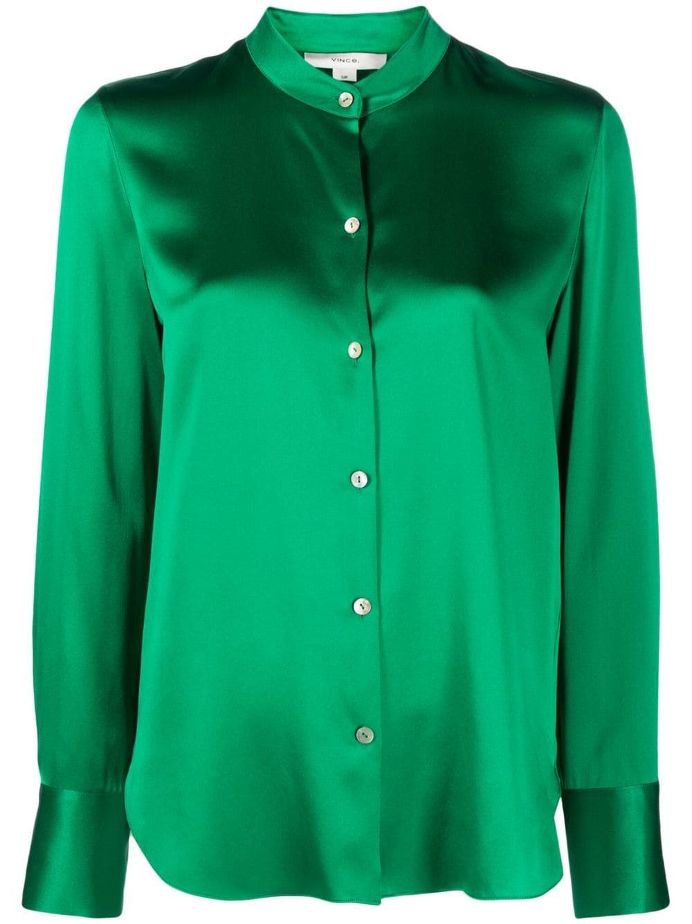 Vince band-collar silk shirt - Green von Vince