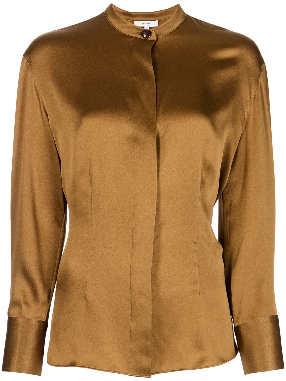 Vince collarless silk shirt - Brown von Vince