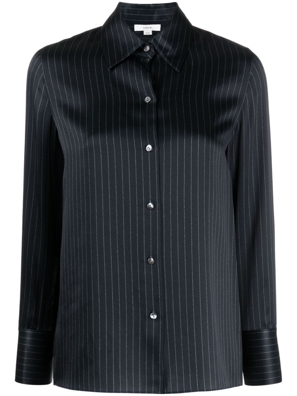 Vince pinstriped silk-satin shirt - Blue von Vince