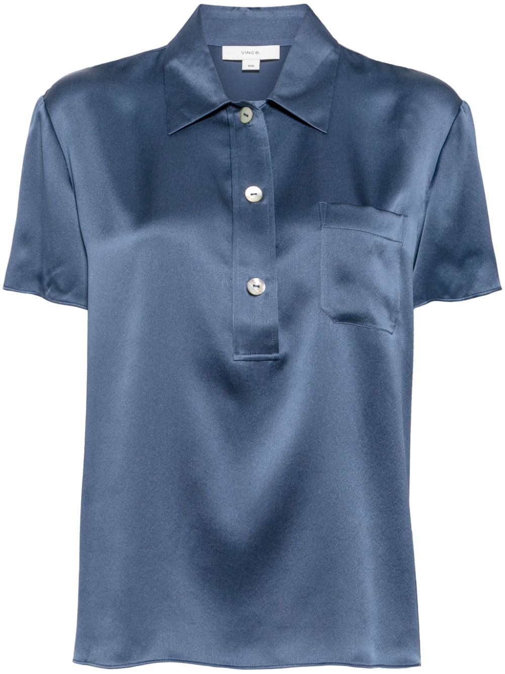 Vince short-sleeve silk-satin polo shirt - Blue von Vince