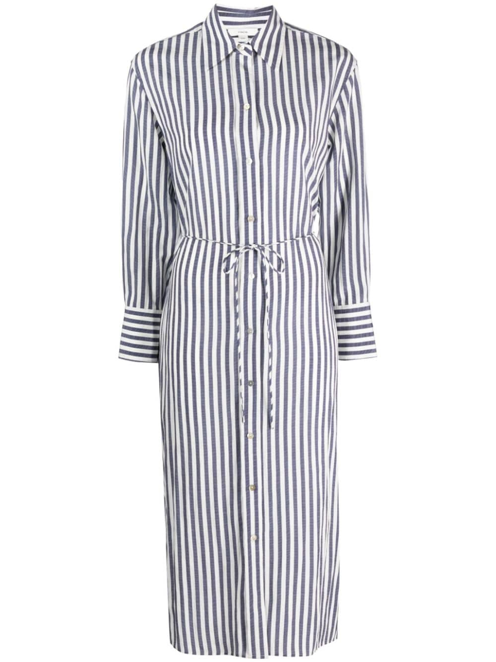 Vince striped belted midi shirt dress - Blue von Vince