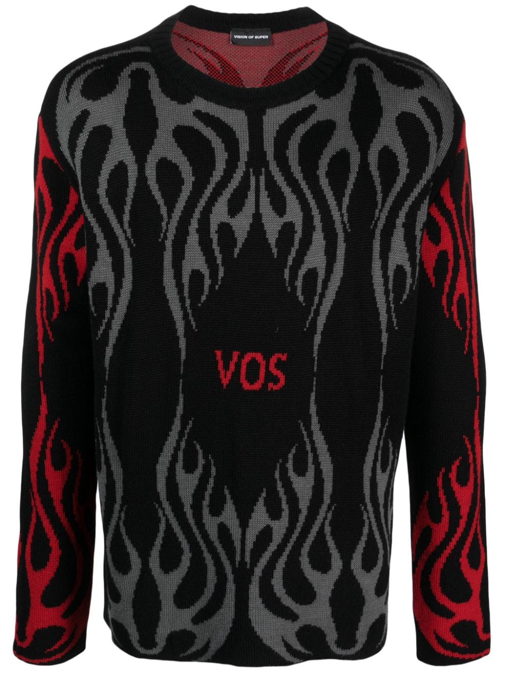 Vision Of Super Tribal Flames patterned-intarsia jumper - Black von Vision Of Super